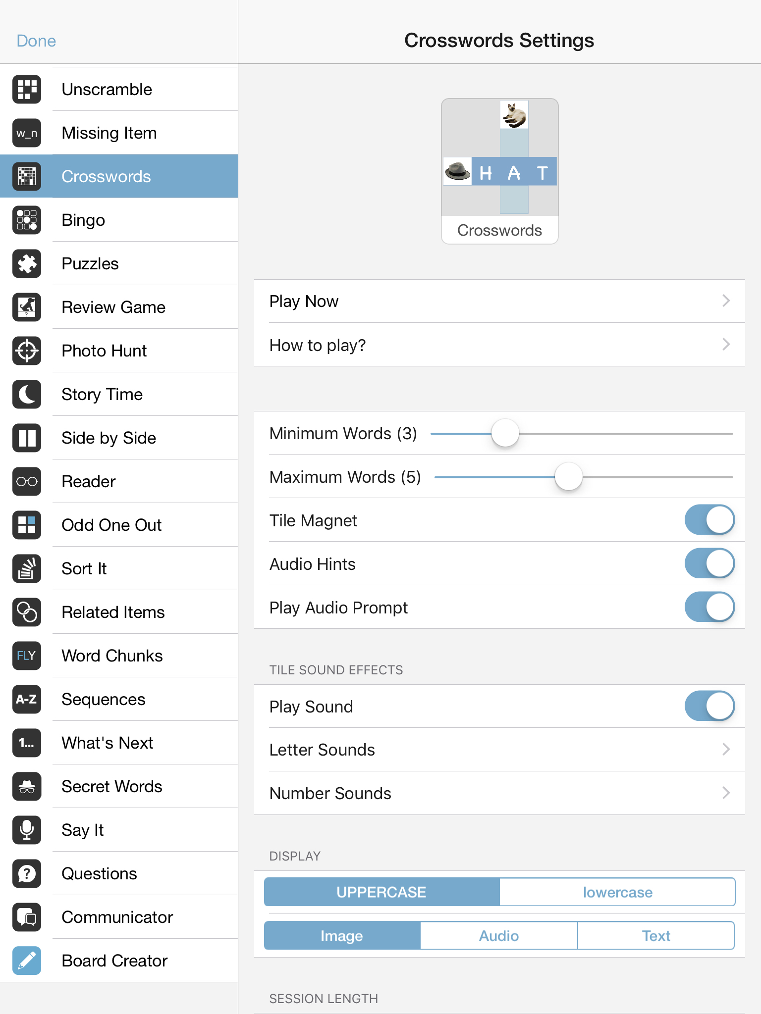 Crosswords — Bitsboard | Flashcards & Mini-Games for Personalized Learning Screenshot
