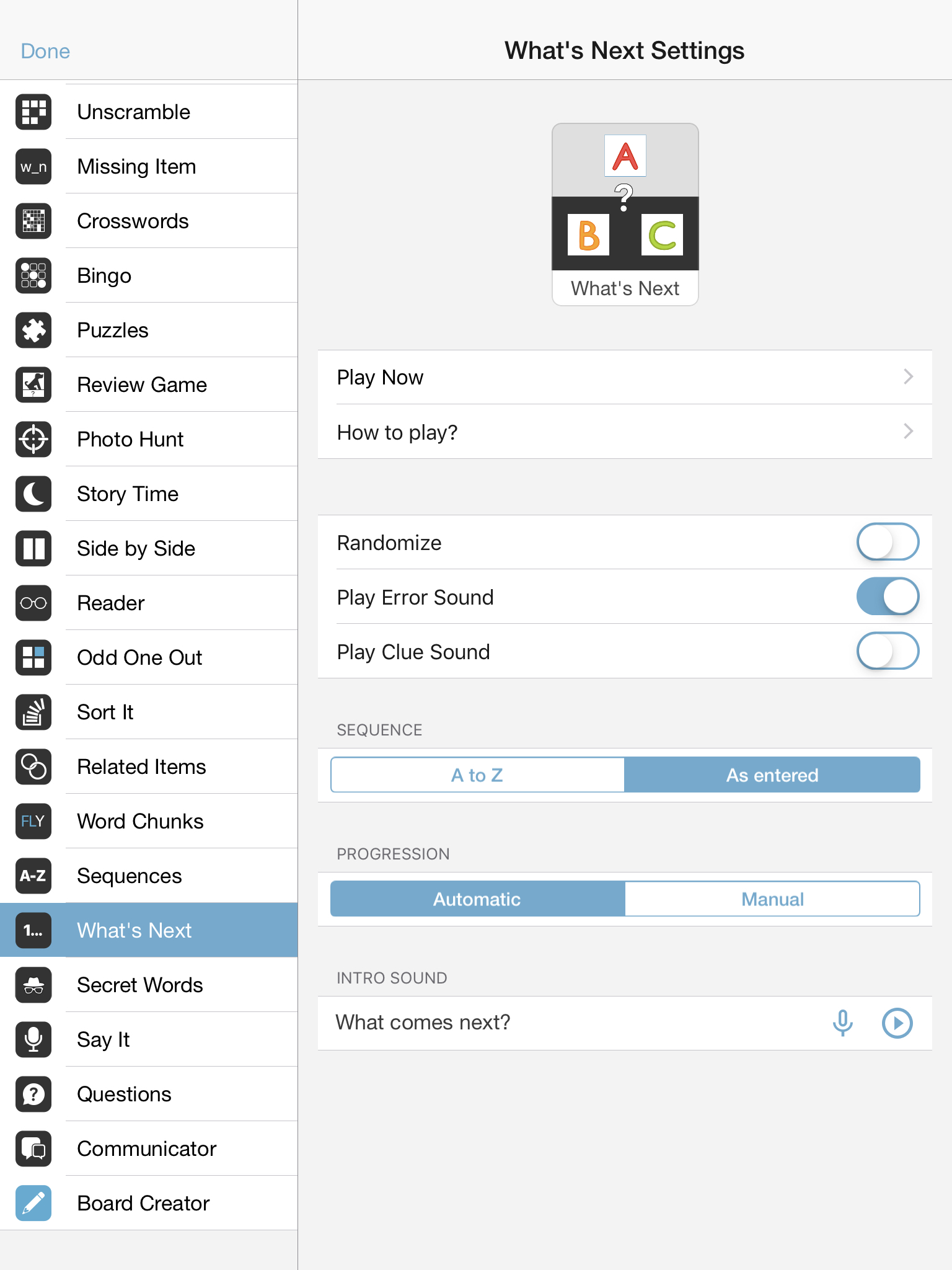 What's Next? — Bitsboard | Flashcards & Mini-Games for Personalized Learning Screenshot