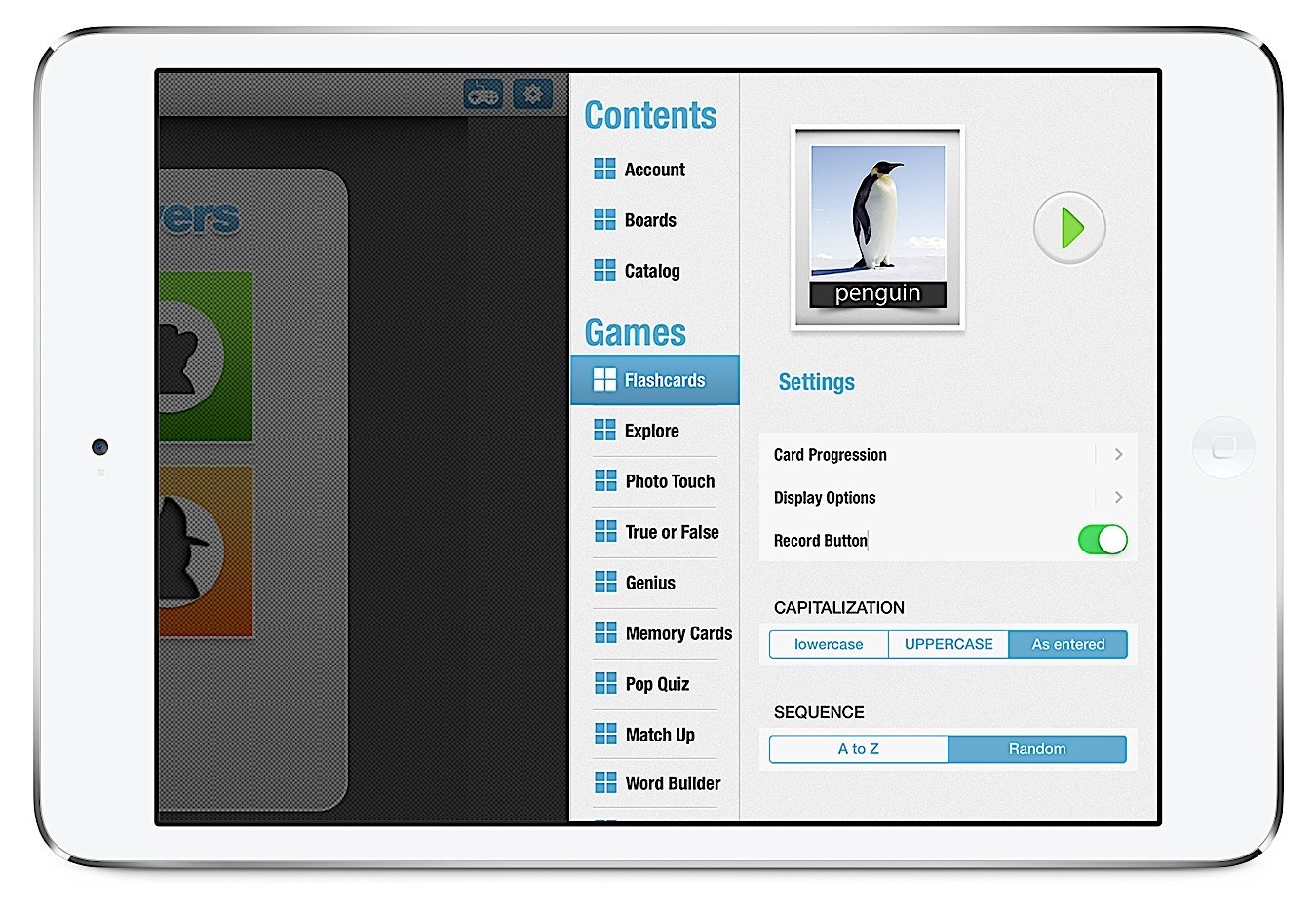 Flashcards Game Settings