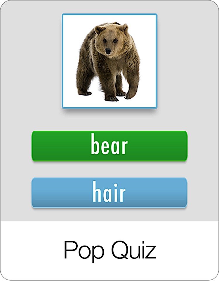 Bitsboard flashcards and pop quiz games for phonics practice